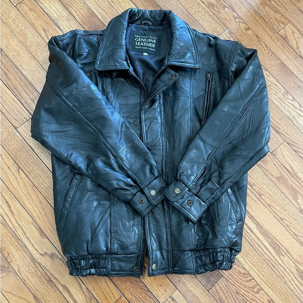 Navarre Italian Stone Design Genuine Leather Jacket size Medium